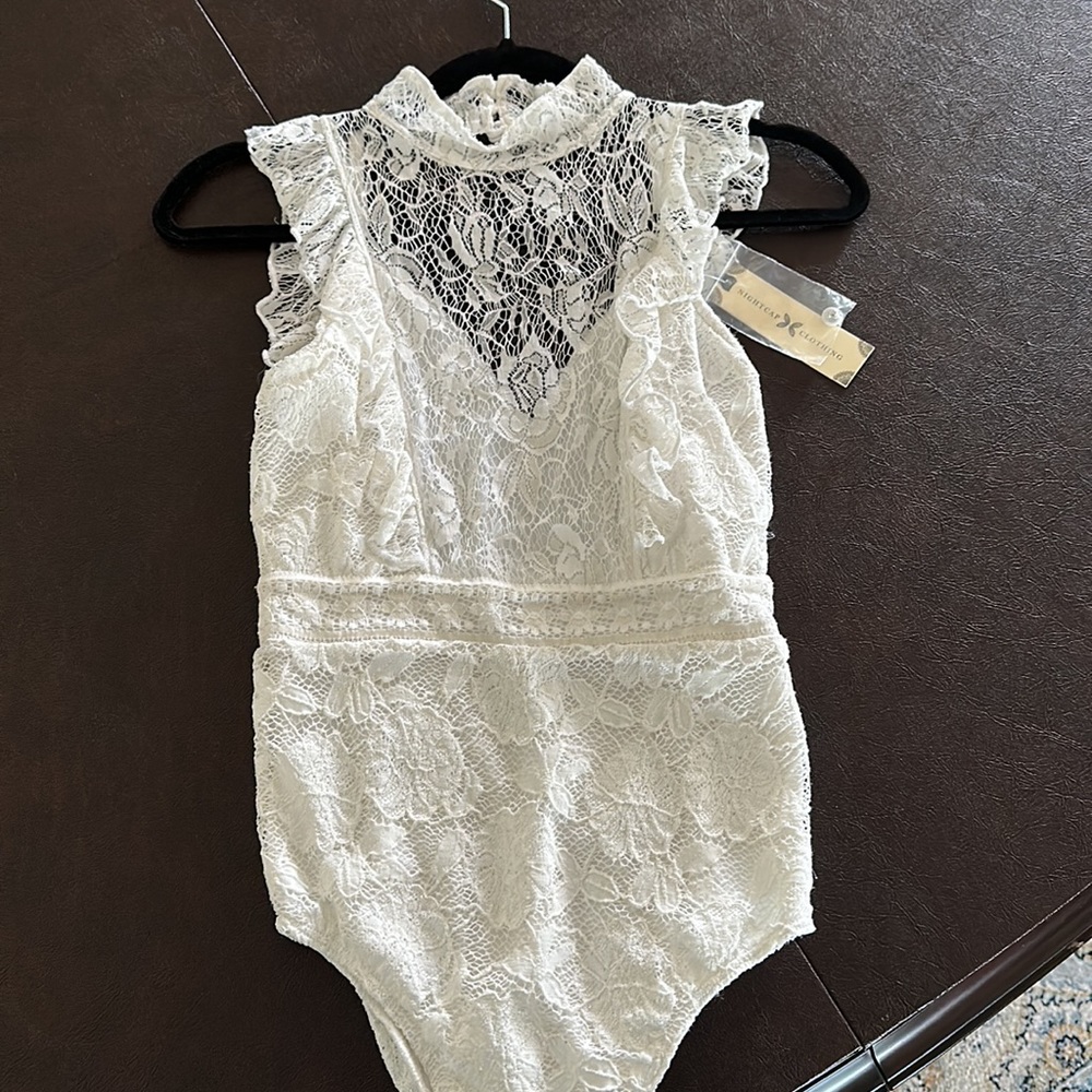 NWT Nightcap clothing white lace bodysuit